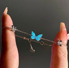 Blue Luminous Smart Butterfly Necklace & Bracelet