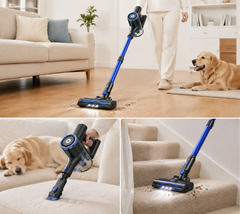 NADALY Cordless Vacuum Cleaner Stick Vacuum with 3 Powerful Suction Modes