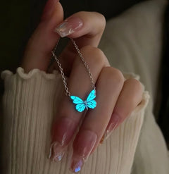 Blue Luminous Smart Butterfly Necklace & Bracelet