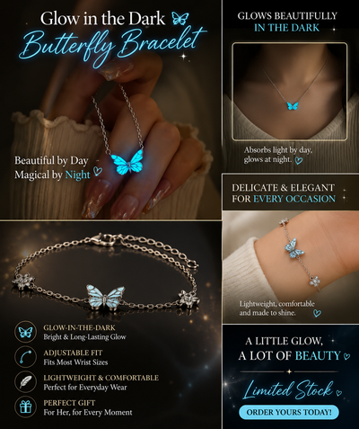 Blue Luminous Smart Butterfly Necklace & Bracelet